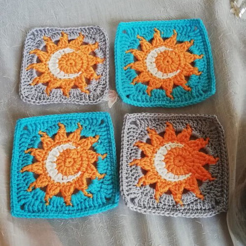 Handmade coasters sun and moon set of 4 like new