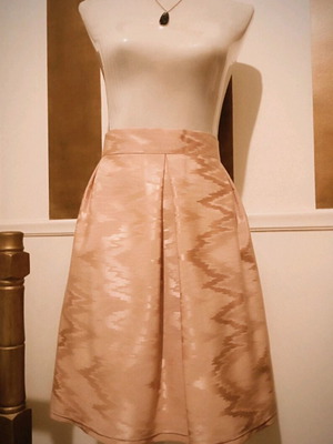A-line midi metallic jacquard brocade skirt dusty pink like new