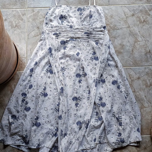 Summer dress like new, elastic bust, white and blue, size L