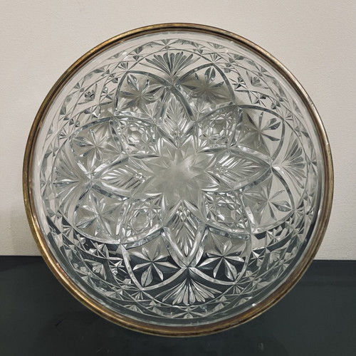 Crystal salad bowl with gilded border, like new