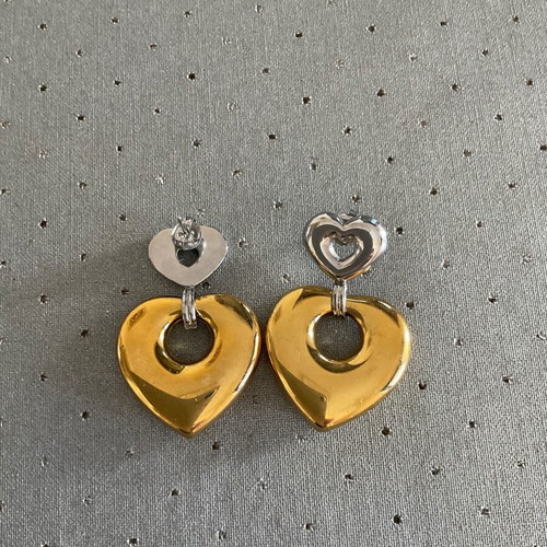 Stainless steel heart earrings in gold and silver