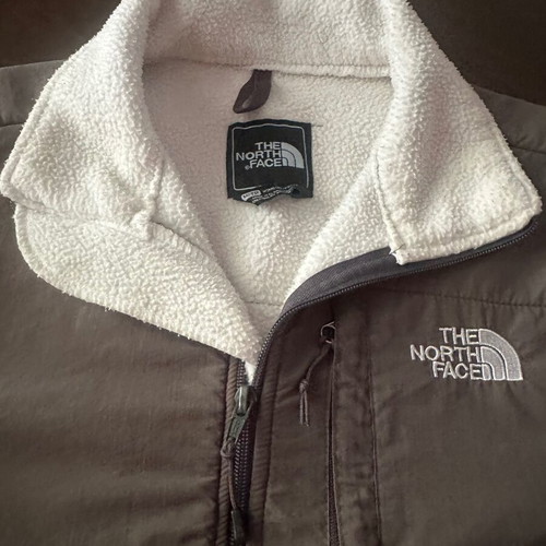 The North Face women's M fleece jacket white with khaki windproof fabric
