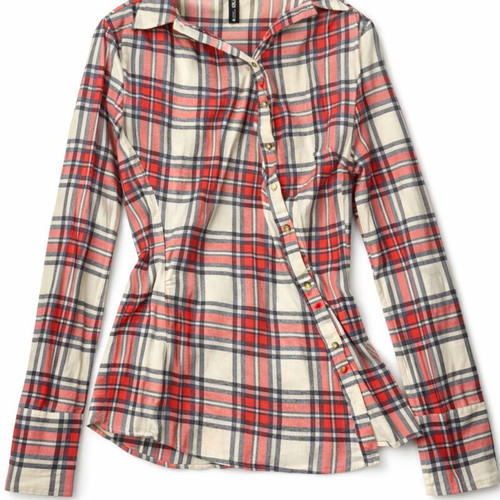 Zara checked shirt like new, side button design, size S