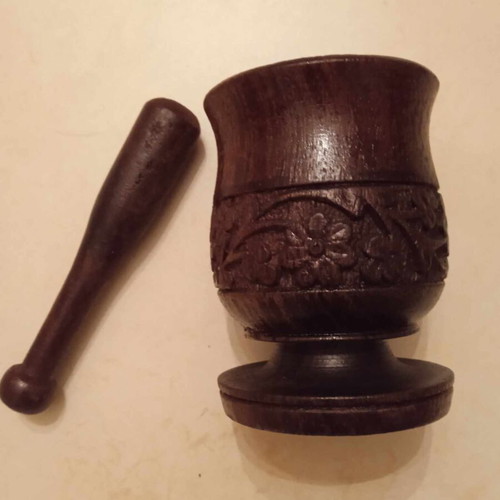 Wooden decorative mortar like new with carved details