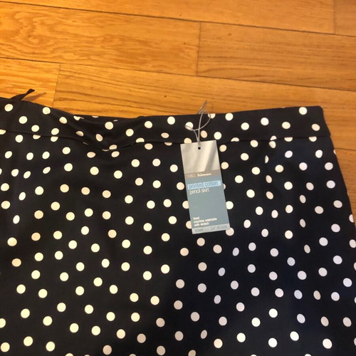 M&S spring skirt new, blue-white polka dot, size 12