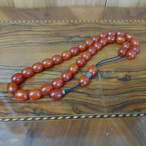 Worry beads new with 33 + 3 beads from dark orange new faturan