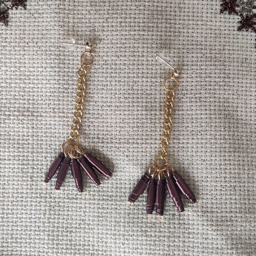 Aluminum stud earrings purple with gold chain new