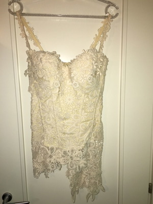 Zinas bustier ivory guipure used with removable straps size M/L