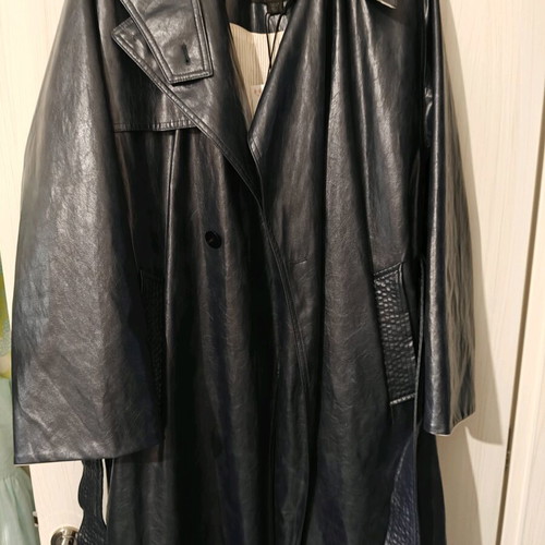 Zara leather trench coat new, blue, size M