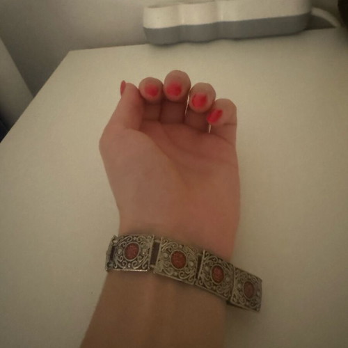 Women's vintage bracelet with red stones