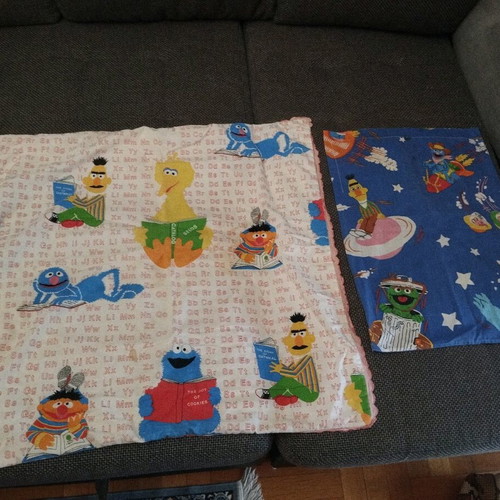 Sesame Street vintage pillowcase and blanket used