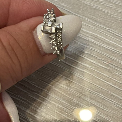 Ring 585 white gold with zircon used, size 56, 3.1 g