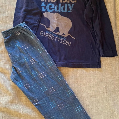 Boys' pajama set used, blue, thin long-sleeve top and pants