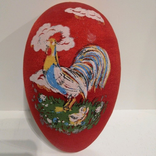 Handmade egg used with painted rooster and chick