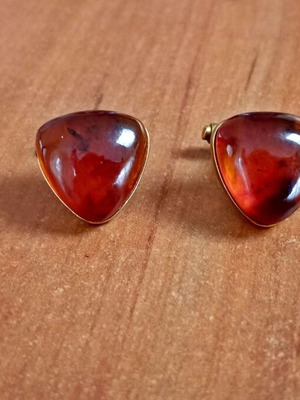 Vintage Russian gold-plated amber cufflinks like new