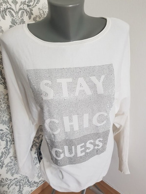 Guess women's sweater like new, size S/M, white with rhinestones