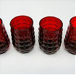  Ποτήρια σωλήνες 4 τμ. Royal Ruby red bubble pattern Anchor Hocking USA 50'