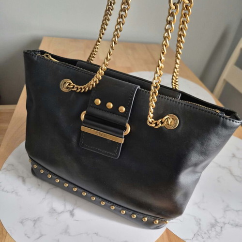 Guess Greta Tote shoulder bag like new, black with gold details