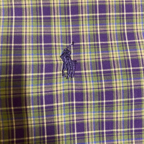 Ralph Lauren 90s Custom Fit Oxford Shirt XXL, green purple blocked