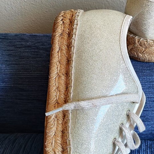 Ecostyle women's sneakers espadrilles silver glitter size 39 like new