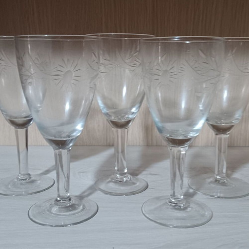 Set of 5 crystal liqueur and drink glasses used