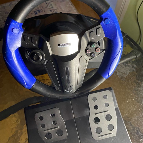 Steering wheel with pedals for PS2 used with PS2 and WRC