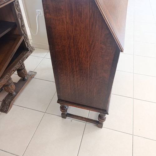English Oak Bureau vintage used, solid wood 1920s-1930s
