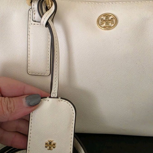 TORY BURCH δερμάτινη χειρός τσάντα μεταχειρισμένη, άσπρη