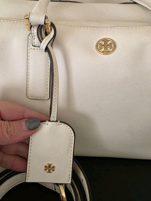 TORY BURCH δερμάτινη χειρός τσάντα μεταχειρισμένη, άσπρη