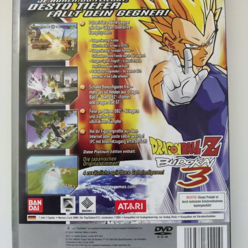 Budokai 3 Platinum PS2 case and manual, no disc