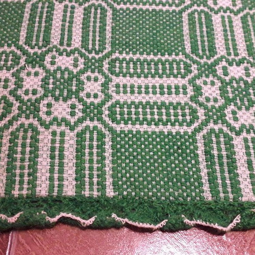 Woven loom blanket green all-wool new