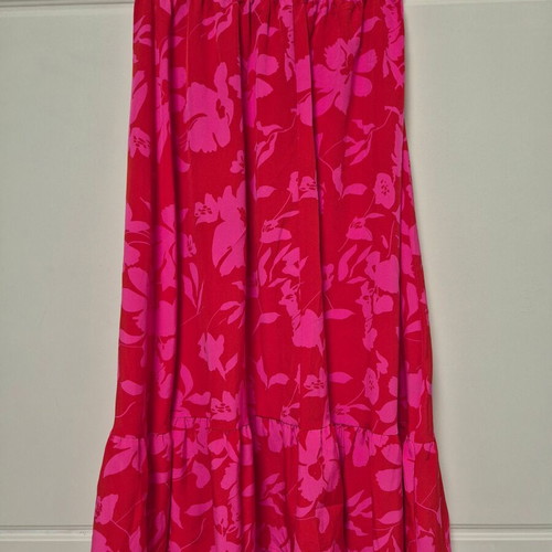 Maxi summer skirt like new, two-tone red-fuchsia, S/M