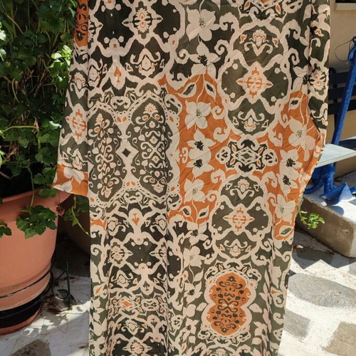 Long caftan in earthy tones new, one size, long-sleeved