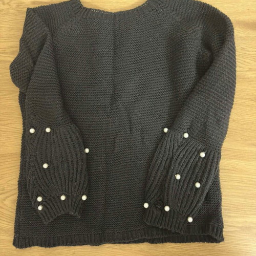 Women's black sweater with pearls like new, size M