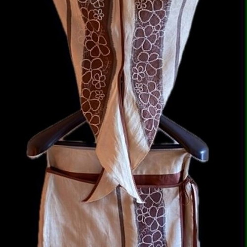 Naf Naf Linen Dress size 38 like new, beige and brown