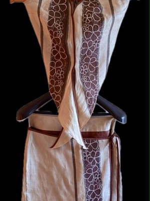 Naf Naf Linen Dress size 38 like new, beige and brown