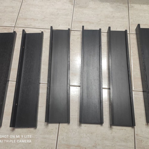Wall shelves MDF Wenge used, set of 6, 48x10x4cm