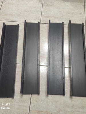 Wall shelves MDF Wenge used, set of 6, 48x10x4cm