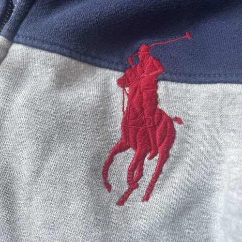 Polo Ralph Lauren Boys' Hoodie Jacket like new, age 7, gray and blue