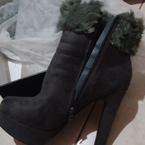 Velvet ankle boots, grey, size 38