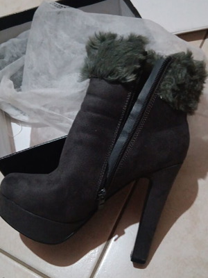 Velvet ankle boots, grey, size 38
