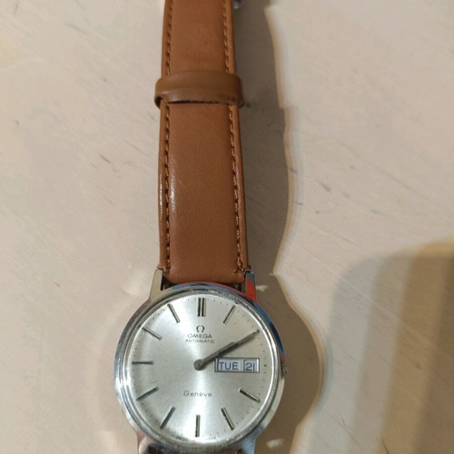 Vintage Omega wristwatch used, gray, men's