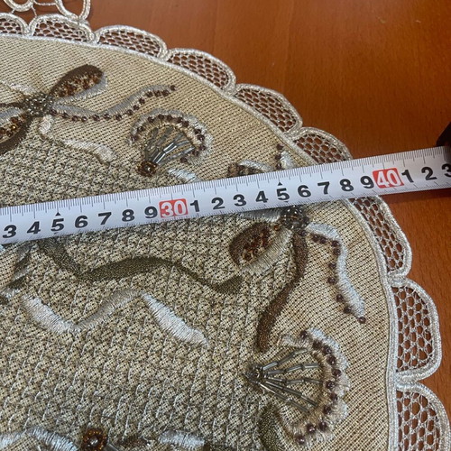 Lace embroidery like new with beads and gold festive design