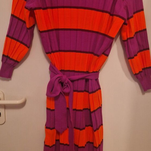 Knitted striped dress with wadding effect, like new, Karavan