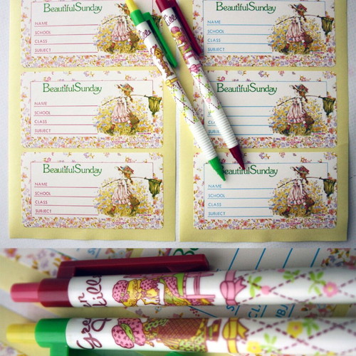 KUTSUWA Beautiful Sunday Sarah Kay stickers and 2 Green Hills Ribbon mechanical pencils new