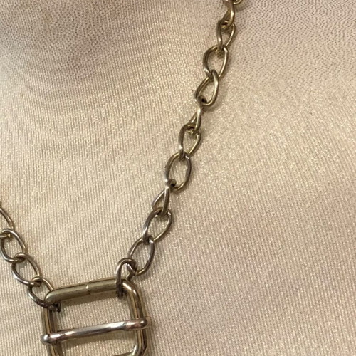 Chunky Gold Chain Necklace with Buckle Pendant new