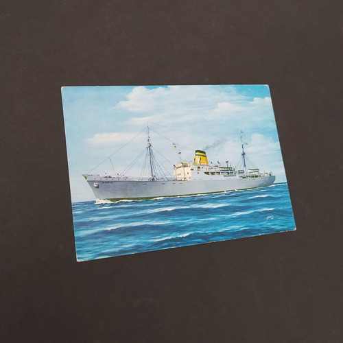 Hellenic Mediterranean Lines (HML) 1965 Media ship passenger ticket with postcard