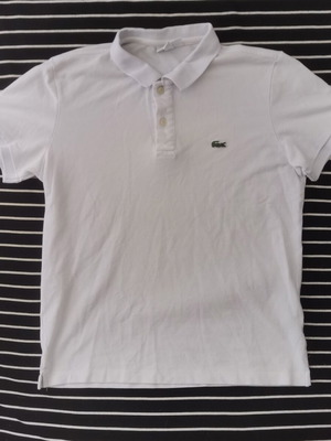 Lacoste polo tshirt, white, size M