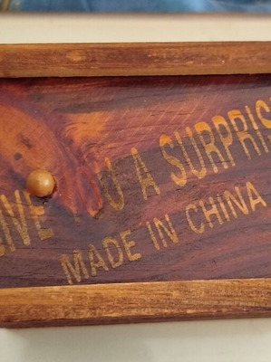 Wooden surprise box like new with mouse