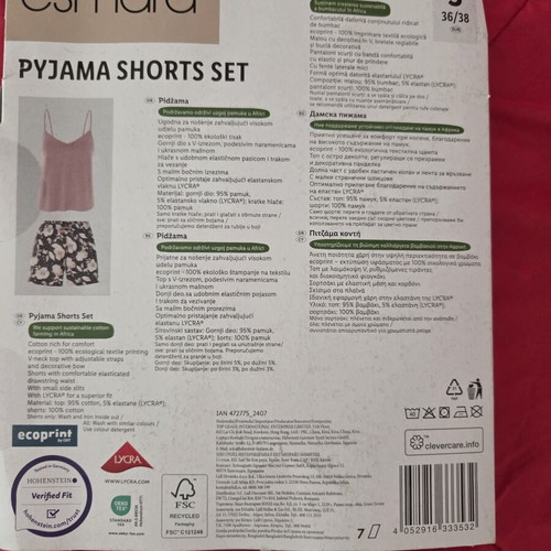 Esmara pyjama shorts set new, black and pink, size S
